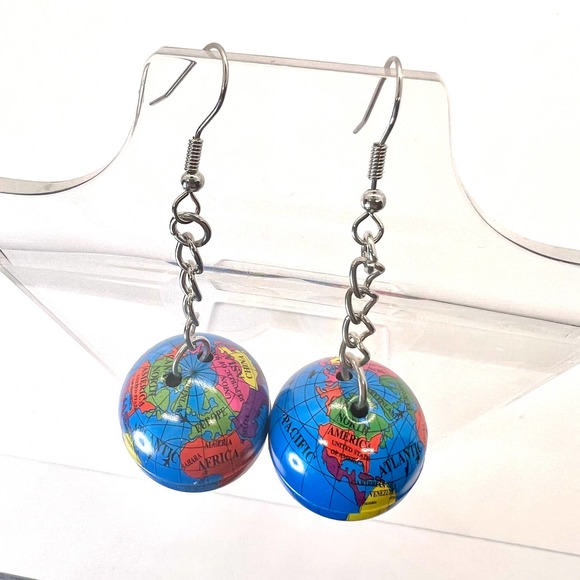 Globe Earrings - Earth Earrings - Planet Earrings - Space Earrings - Clarissa - Picture 3 of 11